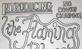 Flaming Blue Iguanas lettered poster